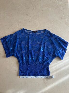 Almost Famous Royal Blue Lace Sequin Crop Top
